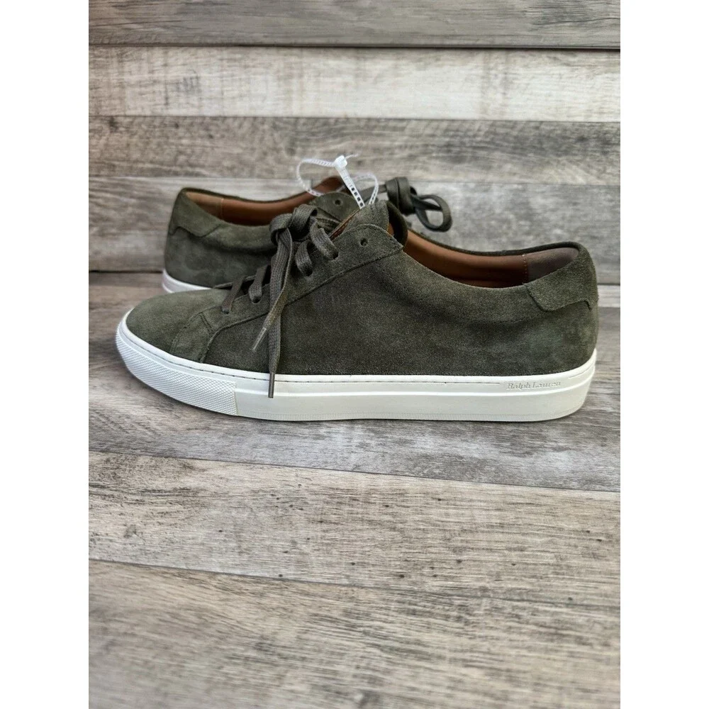 Polo Ralph Lauren Jermain Lux Suede Sneakers Olive Green Men's Size 8 New
